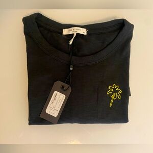 Rag & bone black palm tree embroidered tee